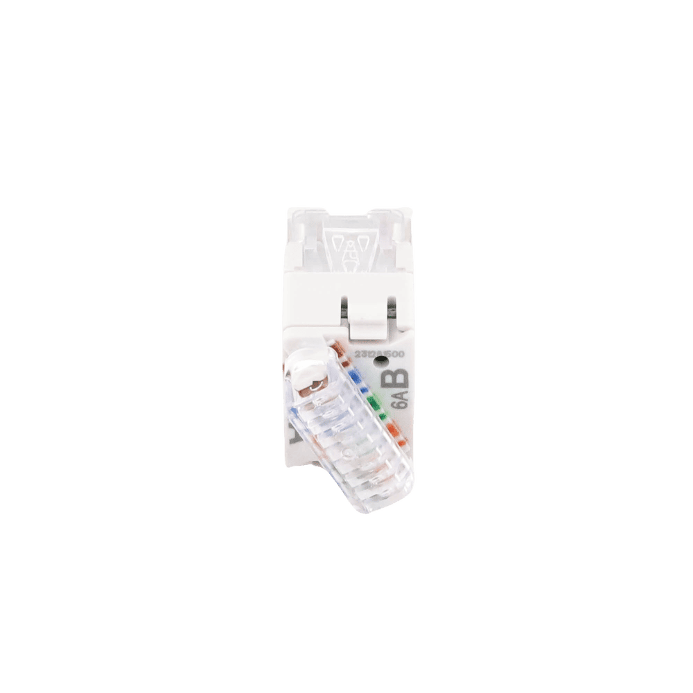 U6AH02NS-AD-4-l Jack Ultramax Cat6A, UTP, Montaje Híbrido en Placa de Pared (Plano y Angulado), Color Blanco, Punch Down U6A-H02NS 5