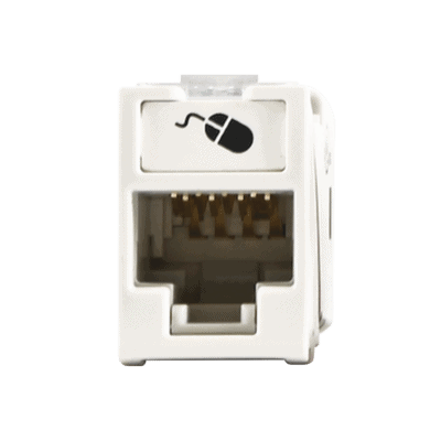 Jack Ultramax Cat6A, UTP, Montaje Híbrido en Placa de Pared (Plano y Angulado), Color Blanco, Punch Down