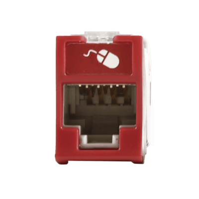 Jack Ultramax Cat6a, Utp, Montaje Híbrido en Placa de Pared (Plano y Angulado), Color Rojo, Punch Down