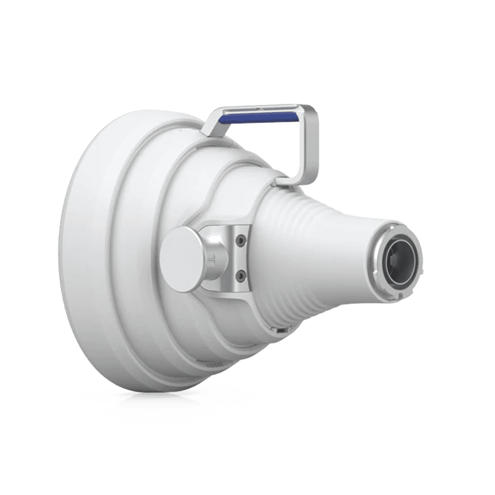 UISPHORN-AD-1-l Antena Sectorial 30° tipo Horn para Multipunto, 19.5 dBi. Rango extendido 5.15 - 6.875 GHz. Alto aislamiento al ruido. Compatible solo con AF5XHD, RP5ACGEN2 y LTURocket UISP-HORN 5