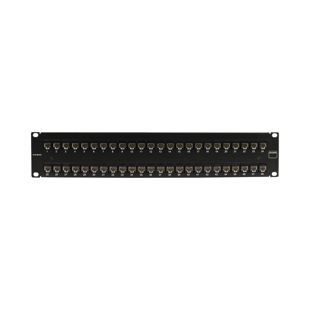 UP6F248LRS-l Patch Panel Ultramax. UTP, Precargado con Jacks Cat6, 48 Puertos, Plano, 2U UP6-F2-48L-RS 1