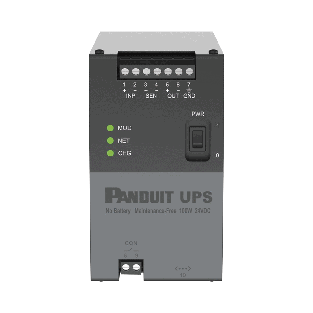 UPS00100DC-FRENTE-l UPS Industrial de 100 Watts, 24 Vcd de Entrada, Instalación en Riel DIN Estándar de 35mm, Temperatura de operación de -40 a 60 ºC UPS00100DC 2