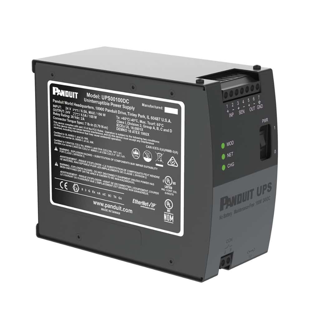UPS00100DC-LAT-IZQ-l UPS Industrial de 100 Watts, 24 Vcd de Entrada, Instalación en Riel DIN Estándar de 35mm, Temperatura de operación de -40 a 60 ºC UPS00100DC 3