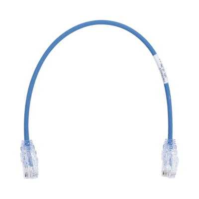 Cable de Parcheo TX6, UTP Cat6, Diámetro Reducido (28AWG), Color Azul, 0.3 Metros (1 Pie)