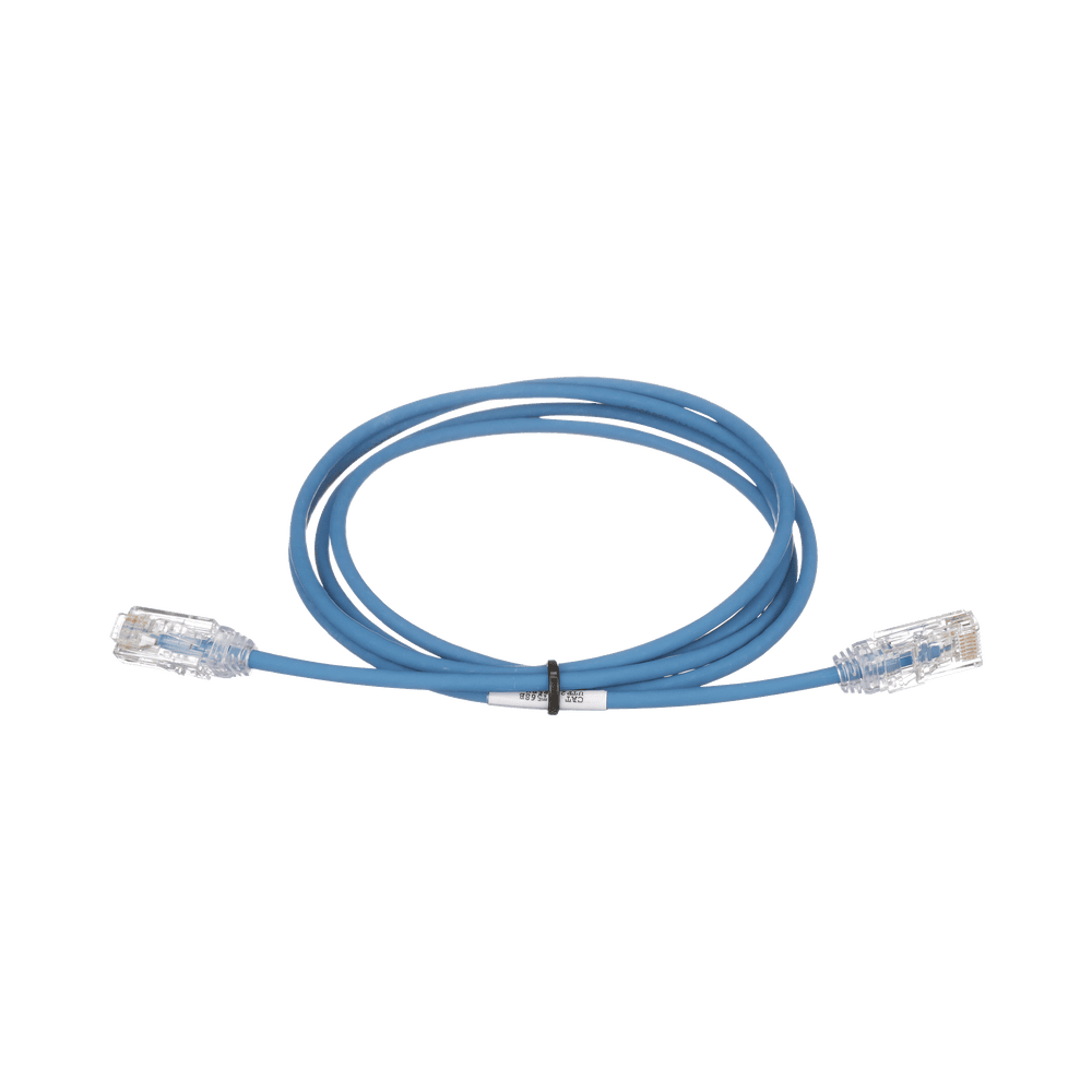 UTP28SP2BU-l Cable de Parcheo TX6, UTP Cat6, Diámetro Reducido (28AWG), Color Azul, 0.61 Metros (2 Pies) UTP28SP2BU 1
