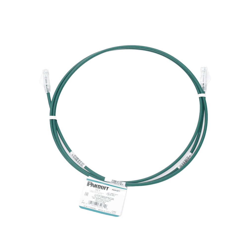 UTP28SP5GR-AD-1-l Cable de Parcheo TX6, UTP Cat6, Diámetro Reducido (28AWG), Color Verde, 1.52 Metros (5 Pies) UTP28SP5GR 2
