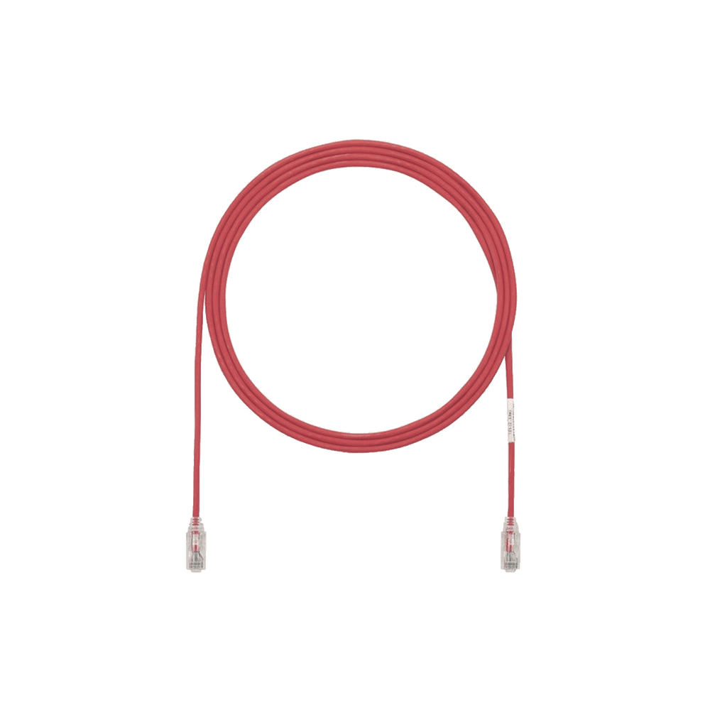 UTP28SP5RD-l Cable de Parcheo TX6, UTP Cat6, Diámetro Reducido (28AWG), Color Rojo, 1.52 Metros (5 Pies) UTP28SP5RD 1