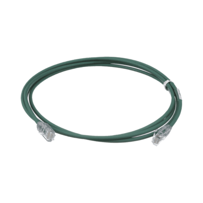 Cable de Parcheo UTP Cat6A, CM/LSZH, Diámetro Reducido (28AWG), Color Verde, 0.91 Metros (3 Pies)