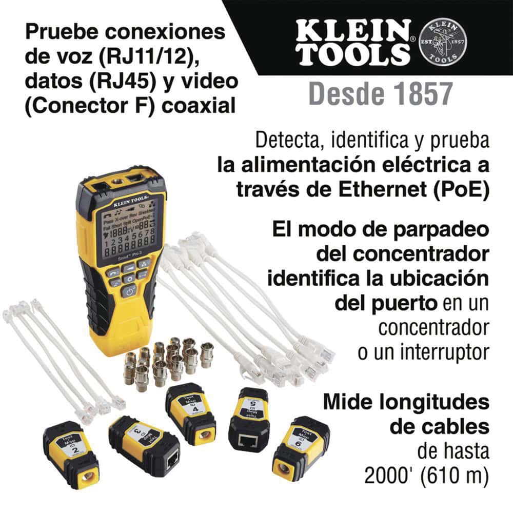 VDV501853-AD-11-l Probador Scout™ Pro 3 con kit de transmisores remotos Test-n-Map™ (Inspección PoE) VDV501-853 12