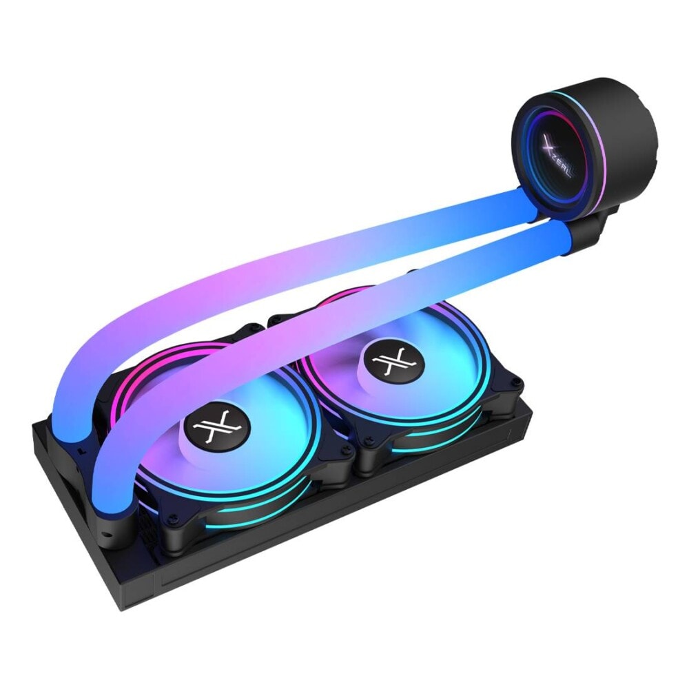 Enfriamiento Liquido Xzeal 240mm Redondo XZ413 para CPU 2 Fan x120mm Mangueras ARGB 3 pines + PWM 4 pines + Seguro para INTEL/AMD Negro XZCO413B 1