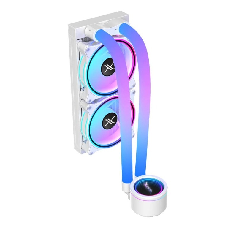 Enfriamiento Liquido Xzeal 240mm Redondo XZ413 para CPU 2 Fan x120mm Mangueras ARGB 3 pines + PWM 4 pines + Seguro para INTEL/AMD Blanco VENSTY060_full