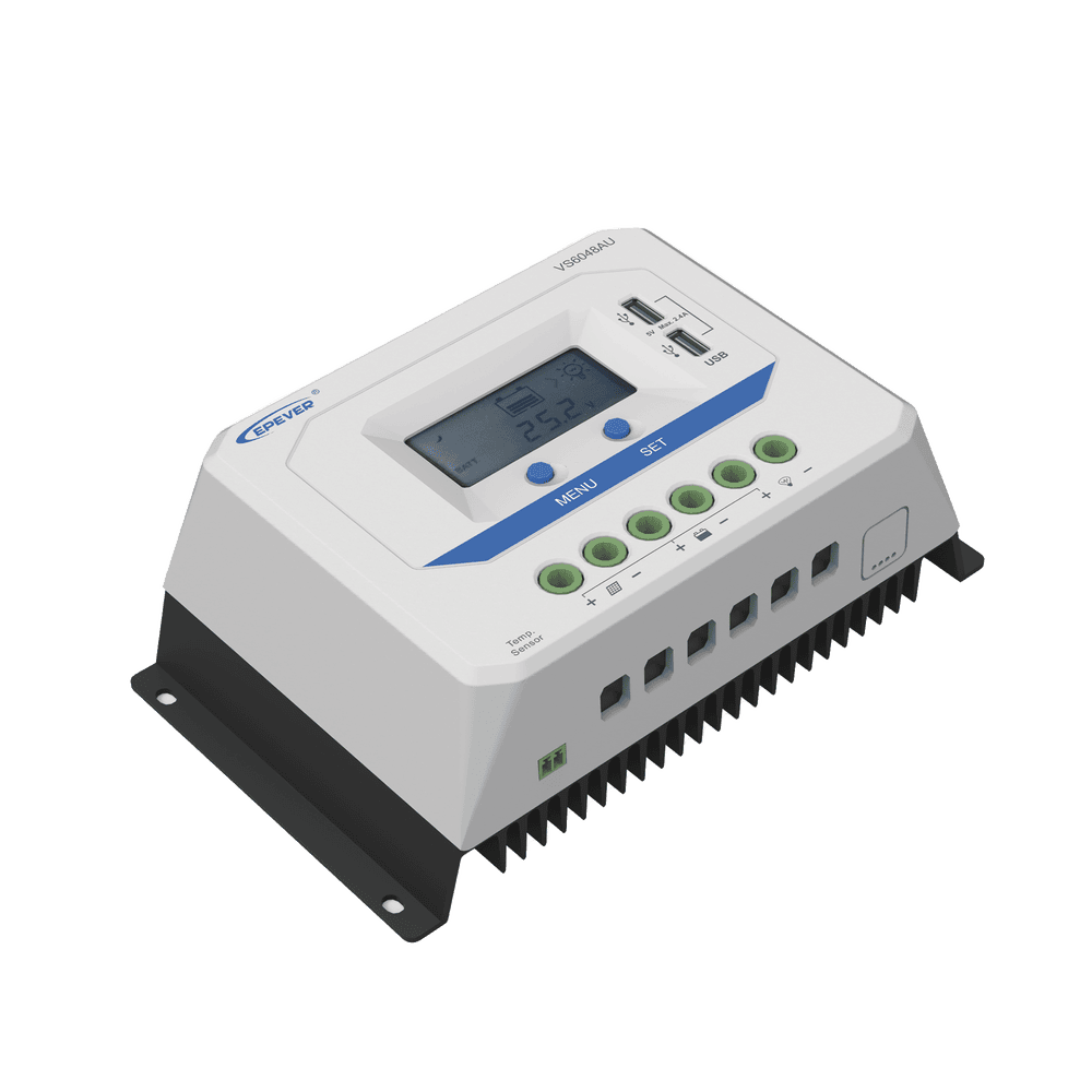 VS6048AU-AD-1-l Controlador Solar de Carga PWM 12/24V/36/48V 60 A 60 A, Salida USB, con Display VS6048AU 2