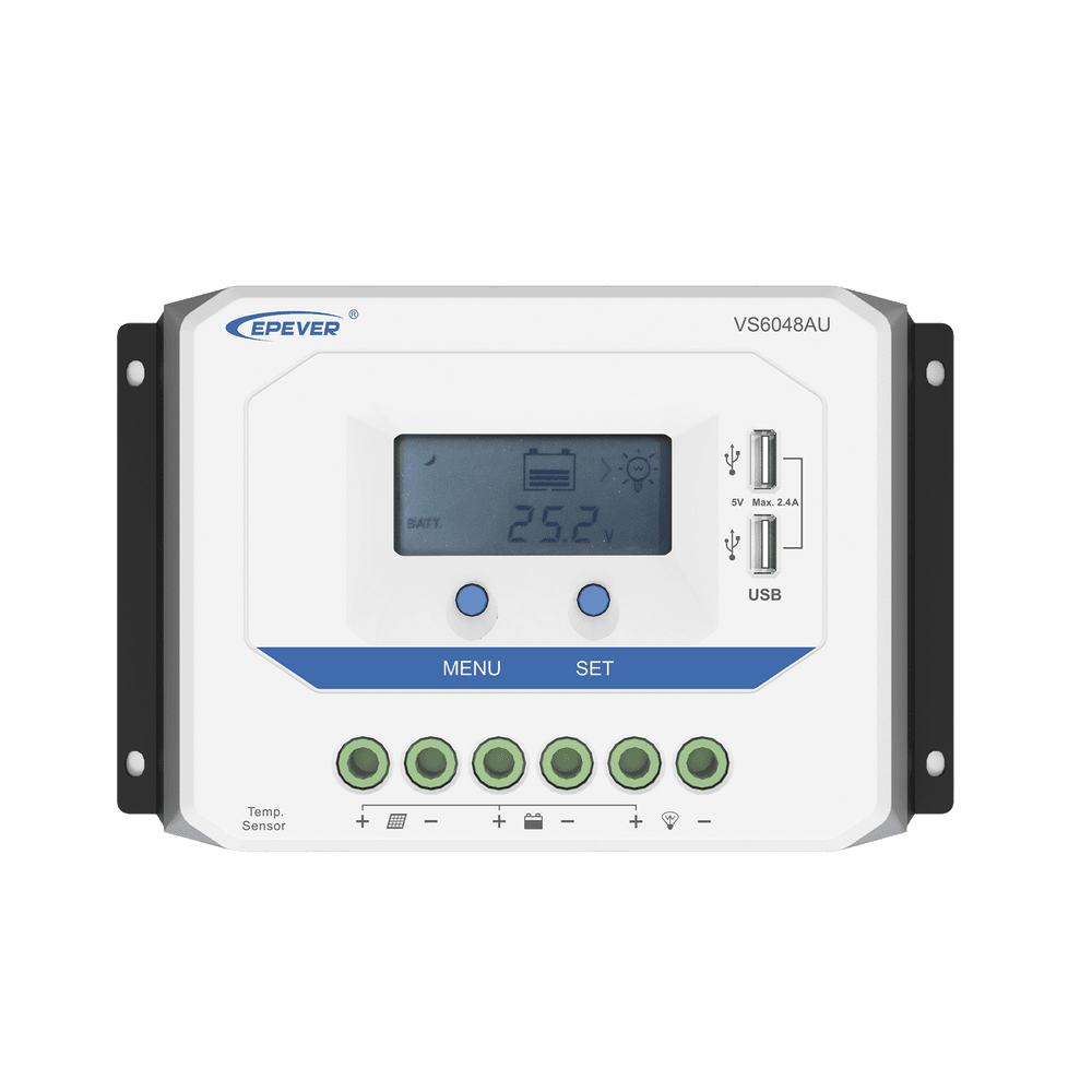 VS6048AU-l Controlador Solar de Carga PWM 12/24V/36/48V 60 A 60 A, Salida USB, con Display VS6048AU 1
