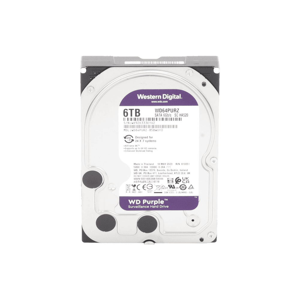 WD64PURZ-AD-1-l Disco Duro PURPLE de 6TB / 3 AÑOS DE GARANTÍA / Para Videovigilancia WD64PURZ 2