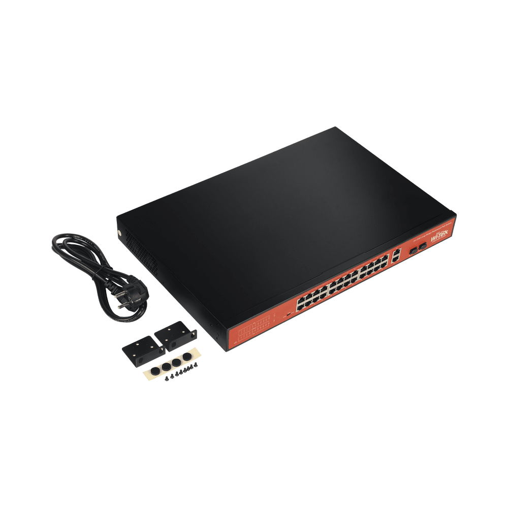 WIPS526G-AD-2-l Switch PoE (802.3af/at/bt) / No administrable de largo alcance / Hasta 250m / Con 24 x 10/100Mbps + 2 x SFP Gigabit Combo / 250 W WI-PS526G 3