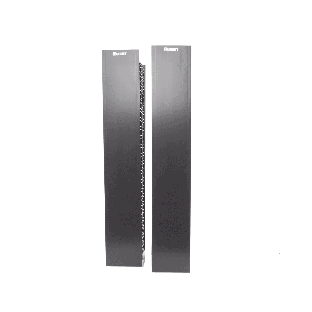 WMPVHC45E-l Organizador Vertical NetRunner, Doble (Frontal y Posterior), para Rack Abierto de 45 Unidades, 6.7in de Ancho, Color Negro WMPVHC45E 1