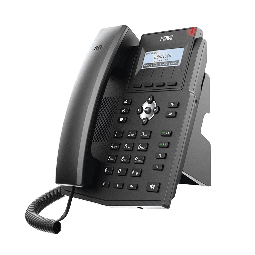 X1SG-AD-2-l Teléfono IP empresarial para 2 lineas SIP con pantalla LCD, Puertos Gigabit, Códec Opus, conferencia de 3 vías, PoE. X1SG 3