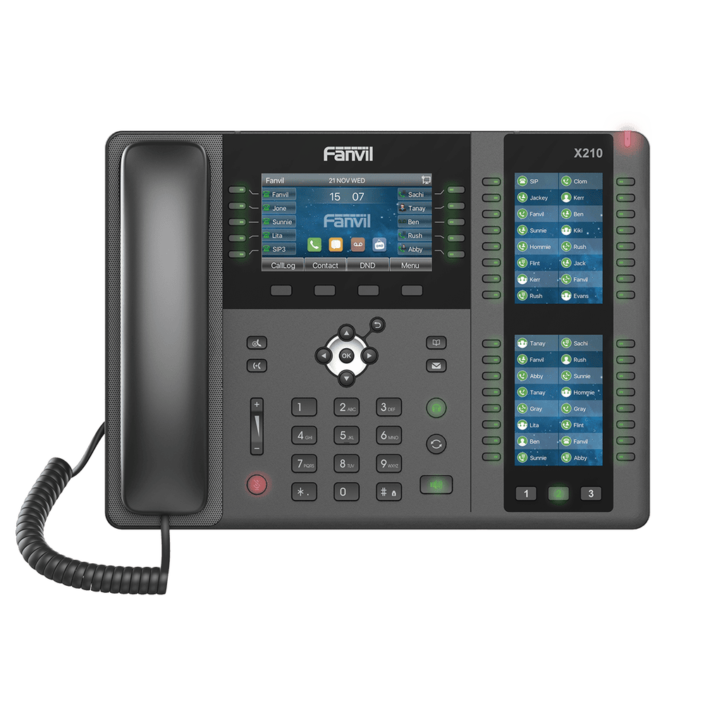 X210-AD-1-l Teléfono IP ideal para recepción hasta 20 líneas SIP, PoE, 106 botones DSS, Bluetooth integrado para diademas, puertos Gigabit, soporta recepción video X-210 2