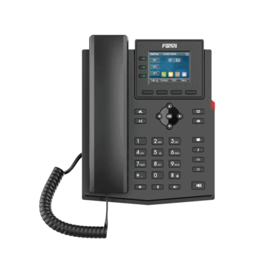 Teléfono IP empresarial para 4 líneas SIP con pantalla LCD de 2.4 pulgadas a color, Opus y conferencia de 3 vías, PoE.