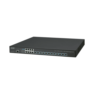 Switch Administrable Capa 3, 12 Puertos SFP de 10G, 8 Puertos 10/100/1000T, Con Alimentación Redundante (2 Fuentes de Alimentación AC).