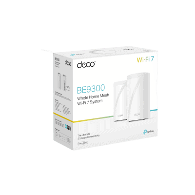 adicional_2S400-83 KIT 2 Routers Inalámbrico MESH Interior para Hogar / Triple Banda Wi-Fi 7 BE9300 Mbps / 2 Puerto 2.5 Gigabit WAN/LAN / 4 Antenas Internas / Operación Multi-Link MLO / Administración Mediante la App Deco (iOS, Android) / HomeShield DECO-BE65-2PACK 3