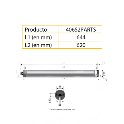 adicional_4S400-21 Para persiana, motor tubular mecánico, integrable con Shelly25 o MINICENTRALIS señal RTS, Persiana de 2.3 ancho y alto 4 mts. LSN40/50 7