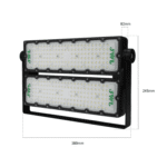 Reflector LED 200 W /350 x 250 mm / 85 - 265 Vca~ 50/60Hz / TCC 6 500 K / Uso en exterior. frontal_0S400-46