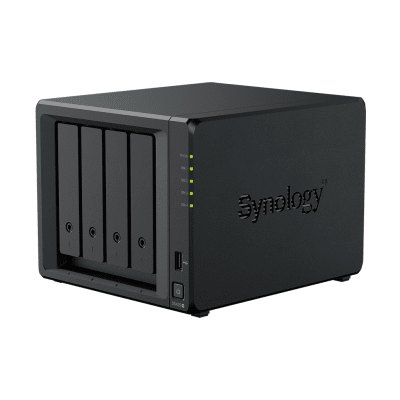 lateral_derecha_0S400-113 NAS DiskStation DS425+ | 4 Bahías | Intel Celeron J4125 2.7 GHz | 2 GB DDR4 / 2.5GbE + 1GbE | 2 Puertos USB 3.2 Gen 1 | 2 Ranuras M.2 NVMe | Hasta 80 TB | Synology DSM. DS425+ 4