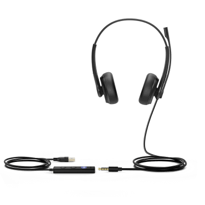 lateral_izquierda_0S400-110 Diadema USB Alámbrica Yealink UH34 Dual Teams C/ Almohadillas de Cuero Compatible con Teléfonos IP Yealink y Computadoras UH34-DUAL-TEAMS 3