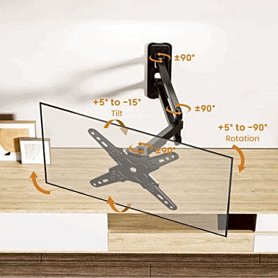 lateral_izquierda_0S400-190 Soporte de Pared Articulado para Pantallas o Monitores | Compatibilidad VESA 75x75 - 200x200 / Hasta 43 Pulgadas | Capacidad Máxima de Carga 20 kg | Fabricado en Acero LDA40-223 3