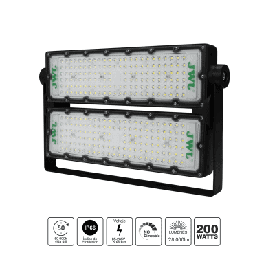 lateral_izquierda_0S400-34 Reflector LED 200 W /350 x 250 mm / 85 - 265 Vca~ 50/60Hz / TCC 6 500 K / Uso en exterior. JLREP200 3