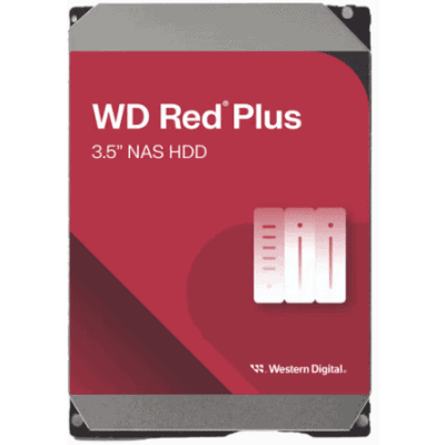 Disco Duro NAS WD Red Plus / Tecnología CMR / Capacidad 4TB / SATA 6 Gb/s / 7200 RPM / NASware 3.0 / 180TB año Workload / 1M Horas MTBF / 3 Años Garantía
