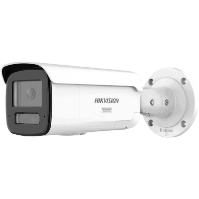 [Dual Light + ColorVu 3.0 + HikAI] Bala IP 4 Megapixel / Lente 4 mm / 60 mts IR + Luz Blanca / Exterior IP67 / Estrobo Azul y Rojo / WDR 130 dB / ACUSENSE 3.0 / Metal / NEMA 4X / ACUSEARCH