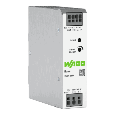 Fuente de Alimentación BASE / 24V DC 5A 120W / Monofásica 100-240V AC / Push-in CAGE CLAMP® / Sincronización Primaria / Conexión Paralelo y Línea / SELV/PELV / IP20