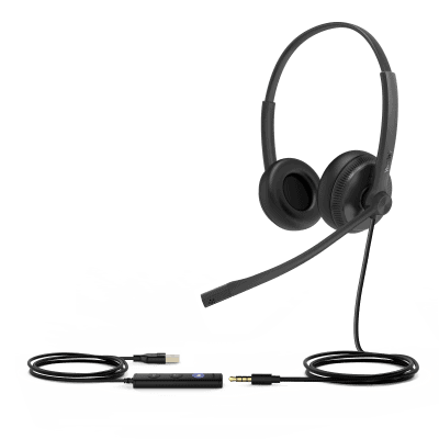 Diadema USB Alámbrica Yealink UH34 Dual Teams C/ Almohadillas de Cuero Compatible con Teléfonos IP Yealink y Computadoras