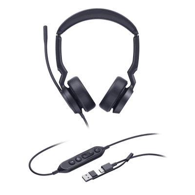 Diadema Alámbrica Yealink UH44 Dual USB-C/A Certificada con Microsoft Teams