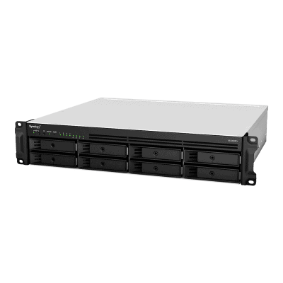 Servidor de Almacenamiento en Red Synology RackStation RS1221RP+ | 8 Bahías | Expandible a 12 Bahías | CPU AMD Ryzen V1500B | 4 GB DDR4 ECC | RAID Soportado | 10/25GbE | Virtualización Certificada | Protección de Datos Integral