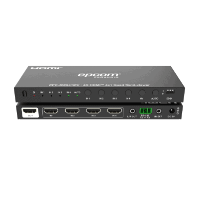 Multivisor HDMI 4x1 | 4K@30Hz | Vista Cuádruple | Cambio Automático/Manual | Control IR