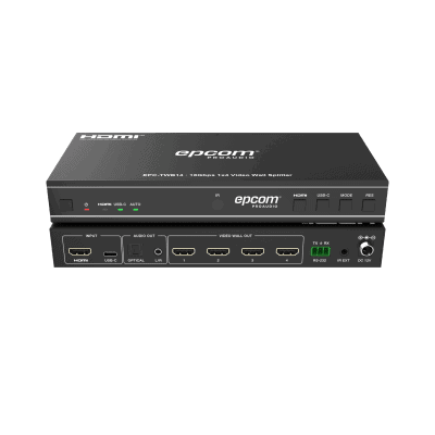 Videowall 4K 1x4 | HDMI & USB-C | 8 Modos de Visualización | Audio Óptico/Analógico | Control RS-232/IR | Plug & Play