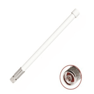 1 Antena Omnidireccional / Doble Banda 2.4 GHz y 5 GHz / Ganancia 7 dBi (2.4 GHz) y 10 dBi (5 GHz) / Exterior / Polarización Vertical / Conector N Macho