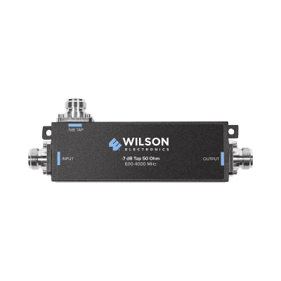Separador TAP -7 dB con rango de frecuencia de 575 a 6000 MHz. Ideal para separar la antenas a diferentes longitudes de cable coaxial. 50 Ohm con conectores N Hembra.