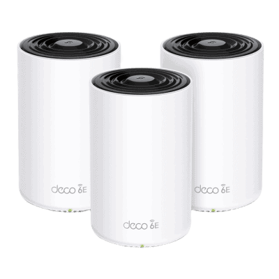 Router Inalámbrico MESH Interior para Hogar / Doble Banda Wi-Fi 6E AX5400 Mbps / 3 Puerto Gigabit WAN/LAN / 4 Antenas Internas / Administración Mediante la App Deco (iOS, Android) / Protección HomeShield
