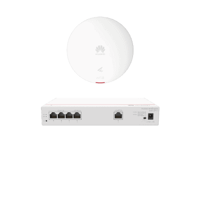 Kit DEMO de Router Multi-Servicio / 1 puerto 10/100/1000 Mbps(WAN) / 4 puertos 10/100/1000 Mbps(LAN) PoE / 50W + Punto de Acceso Wi-Fi 6 / 1.775 Gbps / MU-MIMO 2x2 (2.4GH y 5GHz) / Smart Antenna más cobertura / Instalación en techo y pared