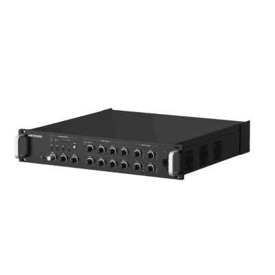 Amplificador de Red | 4 Zonas de 250W | 100V/70v | Calendarización de eventos | Biblioteca de Materiales de Audio | Entrada de Alarma | Hik-Connect /Hikcentral profesional