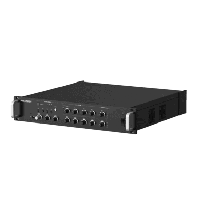 Amplificador de Red | 2 zonas de 250W  | 100V/70V | Calendarización de eventos | Biblioteca de Materiales de Audio | Entrada de Alarma | Hik-connect /Hikcentral profesional