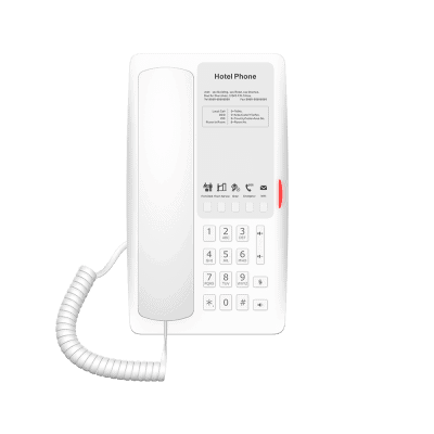 Teléfono IP WI-FI para Hotelería, Puerto USB-A para Carga, 5 Teclas Programables para Servicio Rápido (Hotline), Plantilla Personalizable con PoE