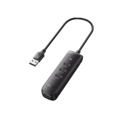 HUB USB-A 3.0 4 en 1 | 4 Puertos USB-A 3.0 (5Gbps) | Cable de 25 cm | Indicador Led | Ideal para Transferencia de Datos | Entrada USB-C para alimentar equipos de mayor consumo como discos duros | Color Negro.