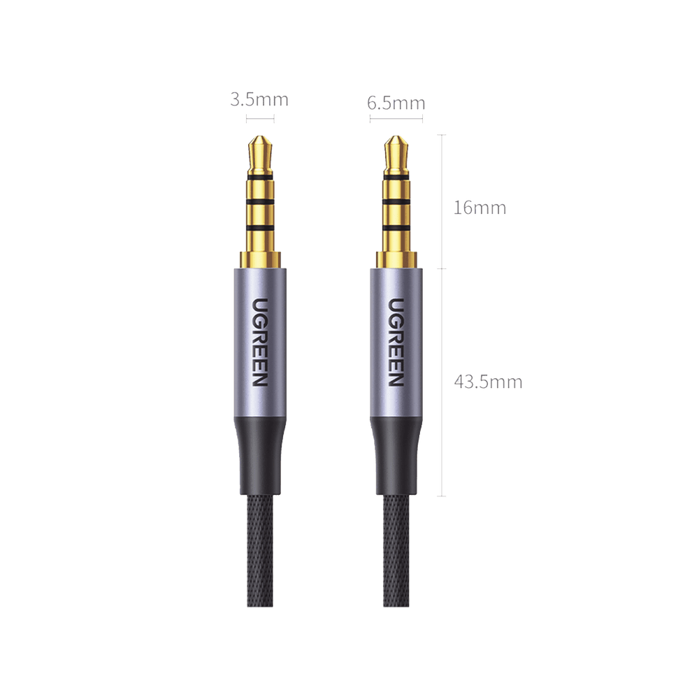 20782-AD-2-l Cable Auxiliar de 3.5mm / Cable Audio Estéreo / Núcleo de Alambre de Cobre Esmaltado / Carcasa de Aluminio Azul + Nylon Trenzado / Soporta Micrófono / 2 Metros 20782 3