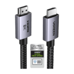 Cable HDMI 2.1 de 8K@60Hz | 3 metros | 48Gbps | HDR10+ | 3D Inversivo| eARC | Dolby ATMOS | VVR | QMS | QFT | ALLM | 3 modos de Visualización | Certificado HDMI 8K | Niquelado | Nylon Trenzado | Carcasa de Aluminio. 25911-l