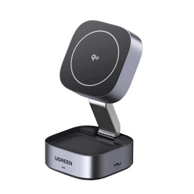 Cargador Inalámbrico 2 en 1 25W / Tecnología Magnética Qi 2 / 15W para Teléfono + 5W para Auriculares / Puerto USB-C 5W / Protecciones Múltiples / Cable USB-C Incluido